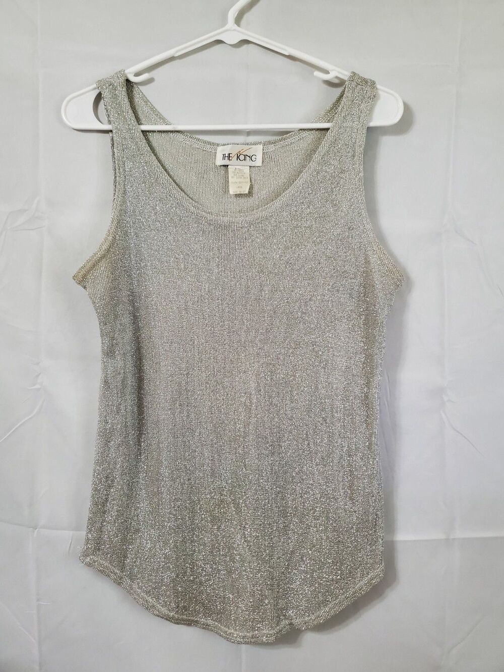 Vintage The Icing 90s Cami Tank Blouse Top Rayon Gold Shimmer Knit Large USA